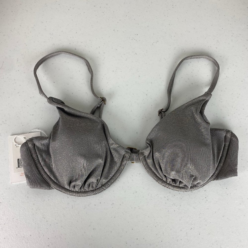 Andie Sicily Top Bikini‎ Silver Grey Womens Medium Underwire